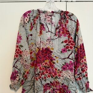 Spartina 449 Floral Blouse - Pink and Gray Size Large